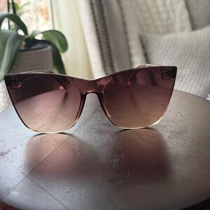 Quay Come Thru oversized cat eye sunglasses with a flush dark brown honey lens